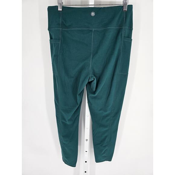 Gaiam Womens Sz L Compression Athletic Leggings w/ Pockets Teal - Picture 4 of 4